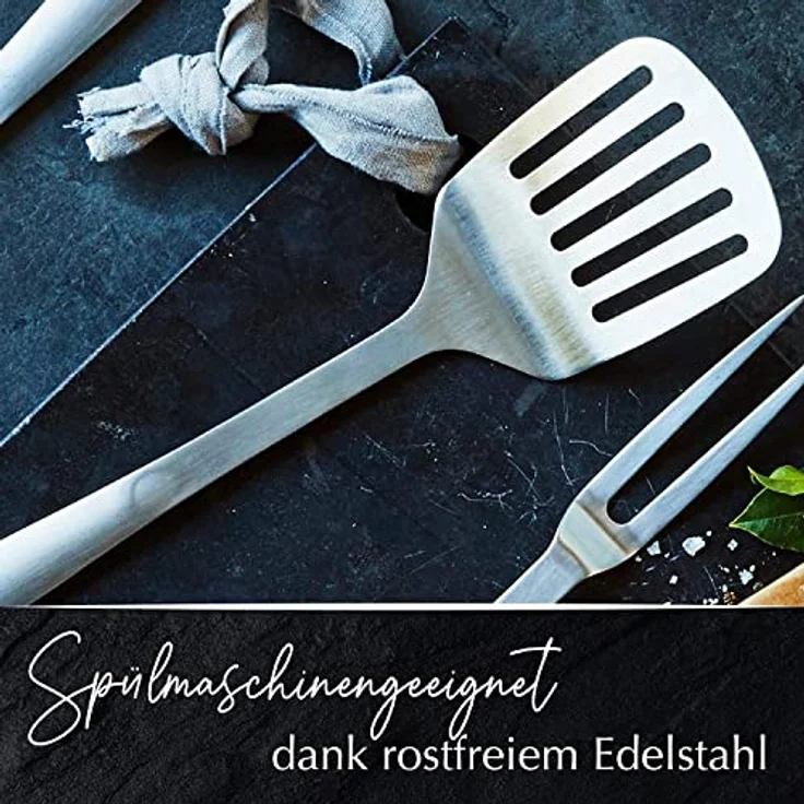 Edelstahl Wender Pfannenheber Küchenhelfer Bratenwender Grillwender Bratenheber Fleischwender Pfannenschaufel Silber – Bild 3