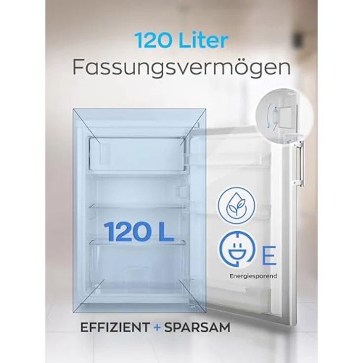 HEINRICHS Getränkekühlschrank 120L leise: 40db mit Gefrierfach(13L) Mini-Bar, Tisch-Kühlschrank, weiß – Bild 2