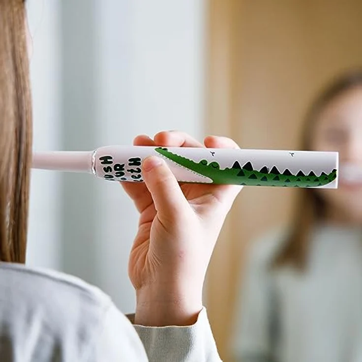 innoGIO Giosonic Crocodile Schallzahnbürste für Kinder, Durchsichtig, Unterhaltsames Design, Schutz vor Karies – Bild 4