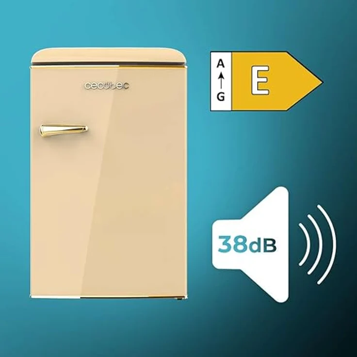 Cecotec Mini Retro Kühlschrank Bolero CoolMarket TT Origin 110, 110L Kapazität, Energieeffizienzklasse E, Icebox, LED-Innenbeleuchtung, beige – Bild 3