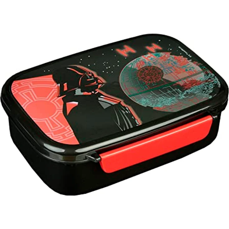 Scooli Brotdose für Kinder mit herausnehmbaren Einsatz - Star Wars - Kindergarten Brotdose - Darth Vader Sandwichbox Schule - Brotzeitdose aus Kunststoff BPA frei - Sandwichbox - Lunchbox - Vesperbox – Bild 1