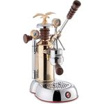Smeg Espressomaschine la-pavoni-handhebelmaschine-lplesc01eu-esperto-competente, Chrom-Gold mit Holzgriffen