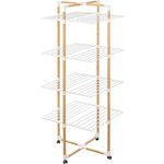 5five simply smart Wäscheständer Turm mit 4 Rädern, 40 m, Holzoptik