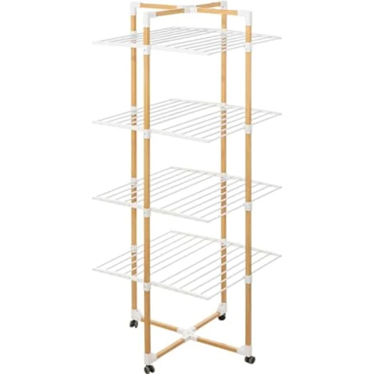 5five simply smart Wäscheständer Turm mit 4 Rädern, 40 m, Holzoptik – Bild 1