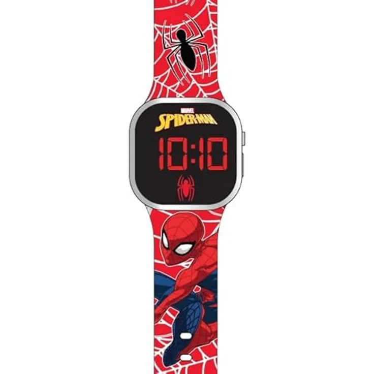 Accutime LED-Kinderuhr Spider-Man Design, lange Batterielaufzeit, Abschalt Automatik, rot – Bild 3