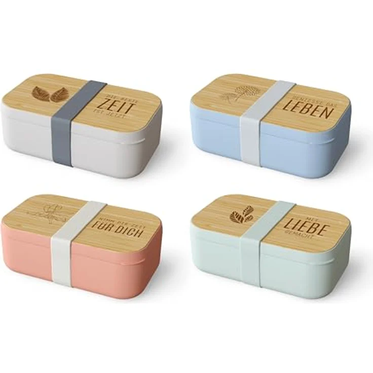 Rungassi Brotdose Brotbox Vesperdose Lunchbox RELAX (Blau - Viel Platz, Schneidebrett aus Holz) – Bild 3