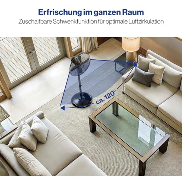 ProfiCare® Standventilator PC VL 3064 M S Schwarz | Schwenkfunktion | leise Ø 40cm | höhenverstellbar | Neigungswinkel verstellbar – Bild 2