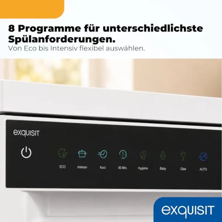 Exquisit GSP59316-450C Geschirrspüler, 16 Maßgedecke, Energieklasse C, 8 Spülprogramme, Aquastop, Innenbeleuchtung, Unterbaufähig, Weiß – Bild 6