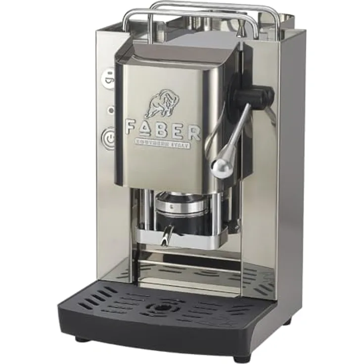 FABER COFFEE MACHINES Pro 3.0 Inox, ESE 44 mm Kaffeemaschine aus Edelstahl mit Magnetventil, herausnehmbarem Padhalter und 1L Glaskanister (Glossy)