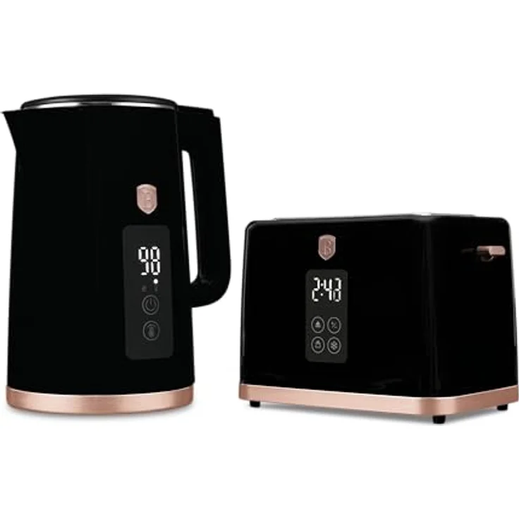 Berlinger Haus Wasserkocher 1,7 Liter + Toaster 59216, schwarz-roségold mit 2200 W Leistung, LED-Anzeige und 7 Bräunungsstufen – Bild 1