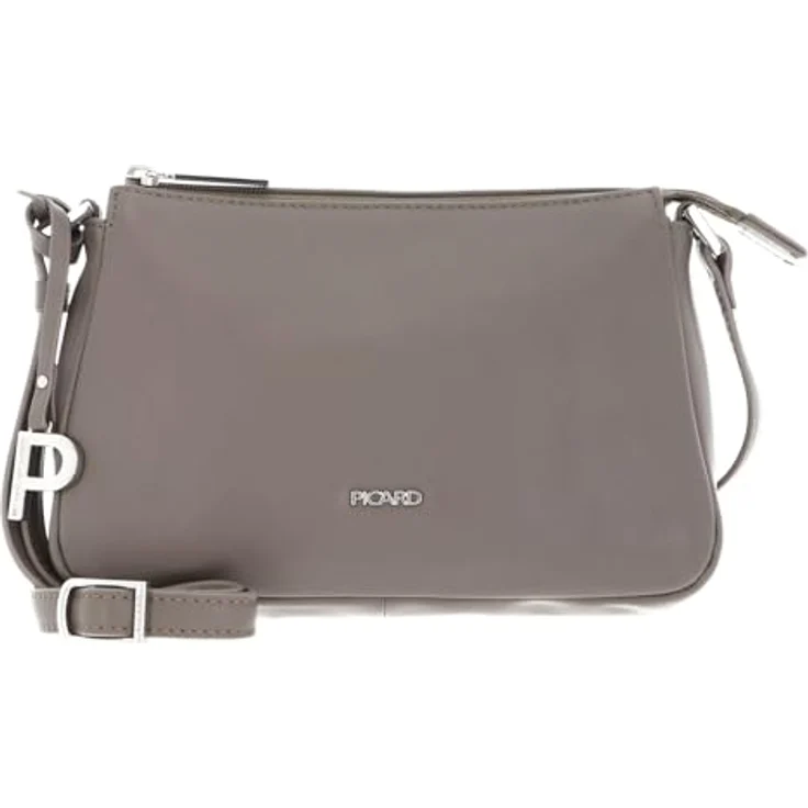 Picard Bodybag Really, Grau, Umhängetasche aus fein genarbtem Rindleder mit Reißverschluss und Einsteckfächern, 13 x 28 x 10 cm – Bild 1