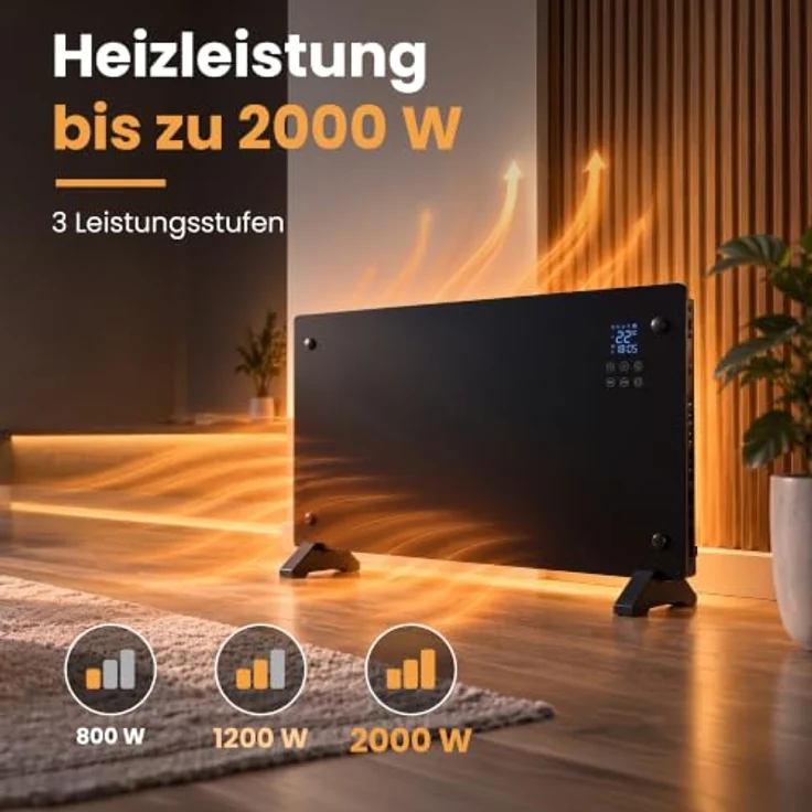 Extralink SMART GLASS PANEL HEATER, 2000W Infrarotheizung mit WLAN und Thermostat, Schwarz – Bild 4