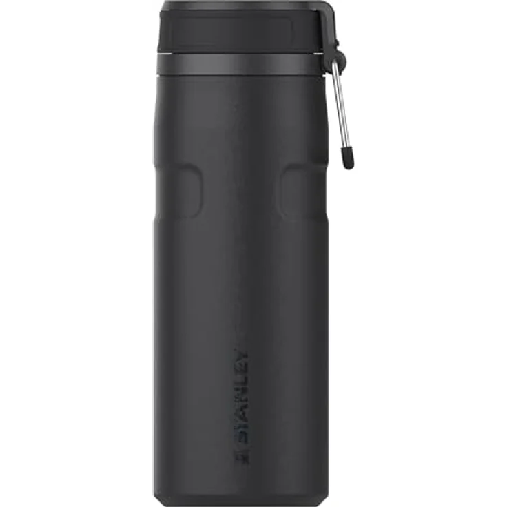 STANLEY IceFlowBottle Twist Flip 0.47L, auslaufsichere Trinkflasche mit doppelwandiger Vakuumisolierung, 8 Stunden kühlend, 40 Stunden eisgekühlt, spülmaschinenfest, recycelter Edelstahl, BPA-frei, Black 2.0 – Bild 1
