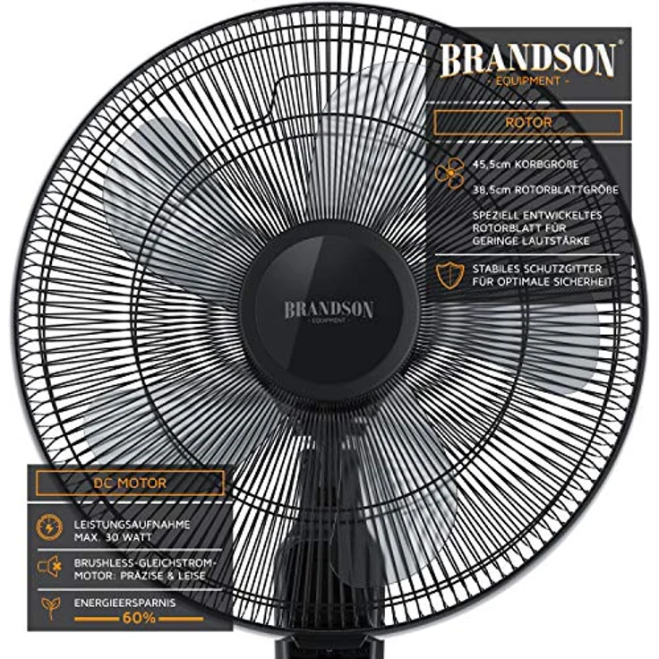 Brandson Standventilator DC Silent mit Fernbedienung + Display - mobiler Lüfter - 24 Geschwindigke – Bild 4