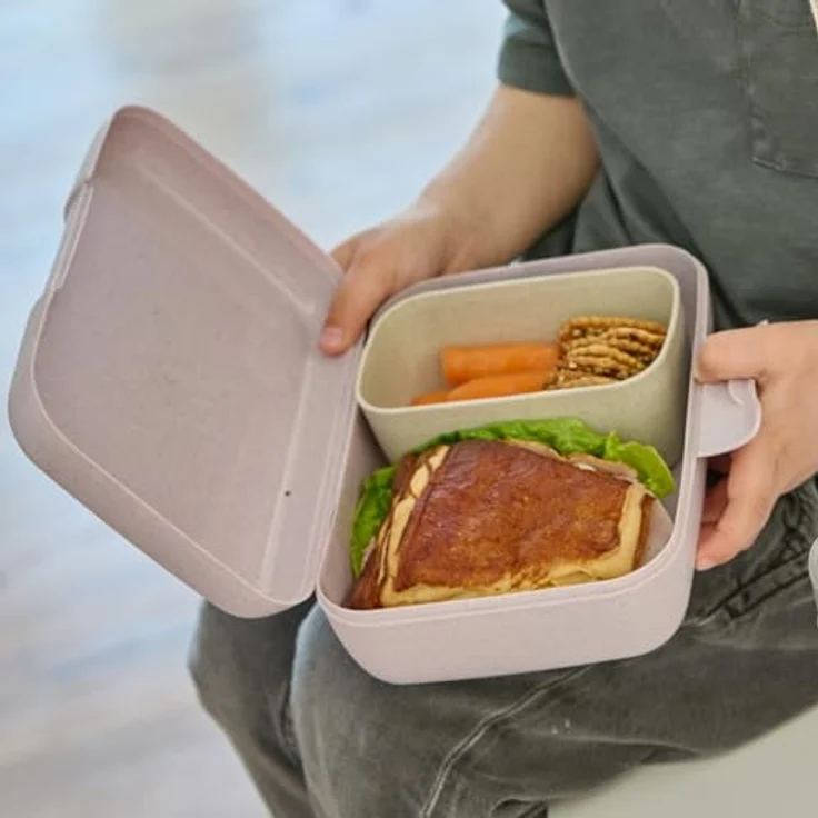 KOZIOL Lunchbox Candy L Trucks, Biozirkukärer Kunststoff, mit Trennschale, Organic Grey – Bild 4