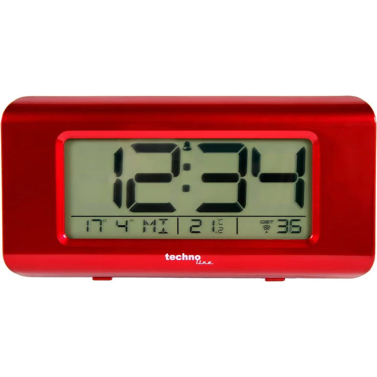 Technoline Funkwecker WT 197, 12/24 h Zeitanzeige, Datumsanzeige, Innentemperaturanzeige, Schlummerfunktion, weiß – Bild 1