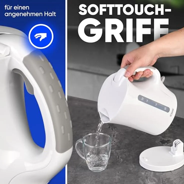 Bomann weiß WK 5011 CB Wasserkocher, 1,7 L, 2 außenliegende Wasserstandsanzeigen, Edelstahlheizelement, Kunststoff, 1.7 liters – Bild 5