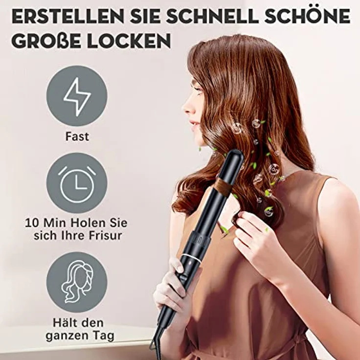 Lockenstab Große und Kleine Locken Set - 6 in 1 Mit Verschiedenen Aufsätzen Antistatische Keramik Turmalin Beschichtung Welleneisen für Beach Waves – Bild 4