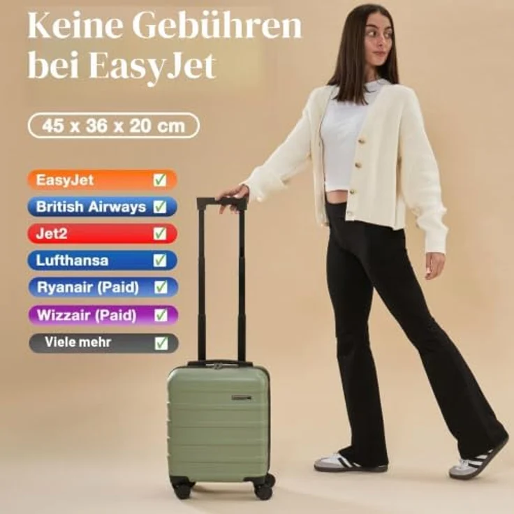 Cabin Max Anode Handgepäckkoffer, leicht, Hartschale, 4 Rollen, Zahlenschloss, Hint of Pink, 45 x 36 x 20 cm, 30 Liter – Bild 5