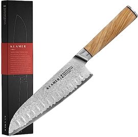 KLAMER Premium Santoku Damastmesser echter japanischer Stahl 18 cm Kochmesser