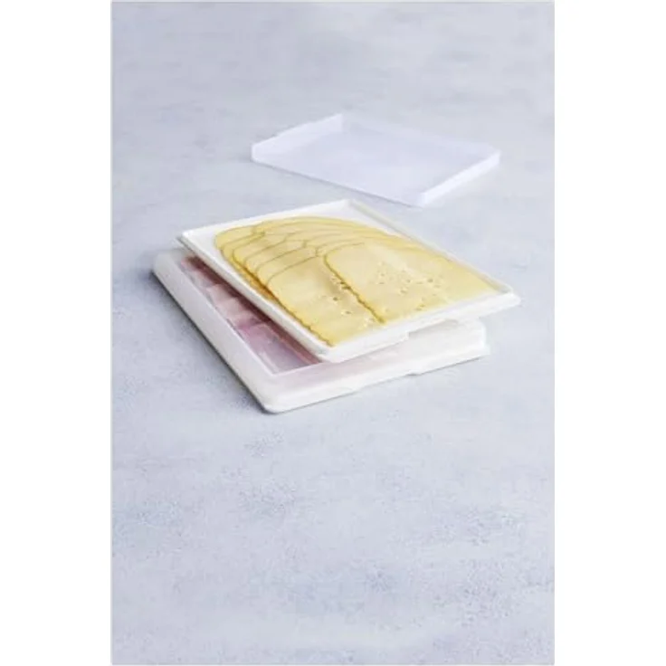 Betty Bossi stapelbare Aufschnittbox im 2er Set - schützt Wurst und Käse vor Fremdgerüchen, hält sie länger frisch, spülmaschinengeeignet, 25x17x3 cm, weiß – Bild 2