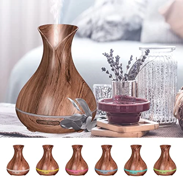 SIXTOL Vulcan Aroma Diffusor graues Holz 350ml | Ultraschall-Luftbefeuchter | Zur Luftbefeuchtung und Durchduftung von Zuhause, Schlafzimmer, Büro | Aromatherapie | Für ätherische Öle – Bild 5