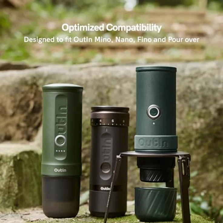 Outin OT-FCS-01, Klappbarer Kaffeehalter aus eloxiertem Aluminium, Braun, kompatibel mit OutIn Nano und Mino – Bild 5