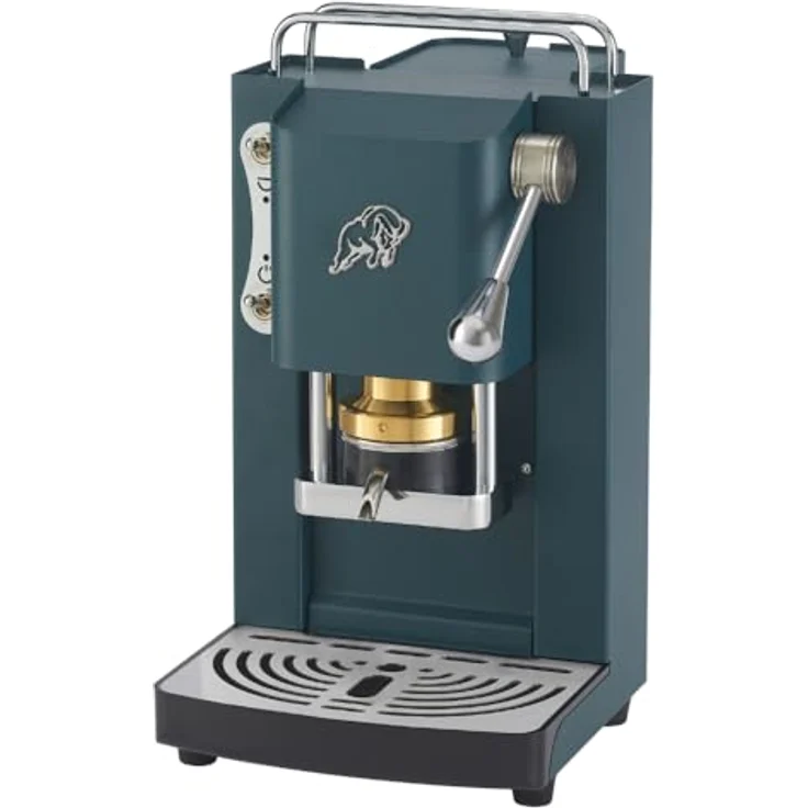 FABER COFFEE MACHINES 3.0 Pro Essential, Kaffeemaschine ESE 44 mm, kompakt mit Glaskanister, verstellbarer Messing-Padpresse, British Green und Chrom – Bild 1
