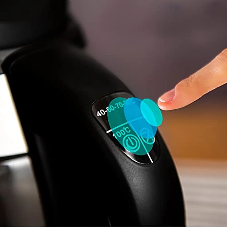 TZS First Austria 5405 Glas-Wasserkocher, 2200 Watt, 1,8 Liter, mit Temperaturwahl, Teefunktion, LED Beleuchtung, silber, schwarz – Bild 6