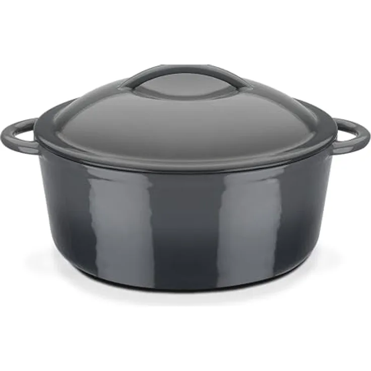 GSW Grey Shadow Kochtopf mit Deckel, Gusseisen, grau/creme, ⌀24 cm, für alle Herdarten, backofengeeignet bis 240°