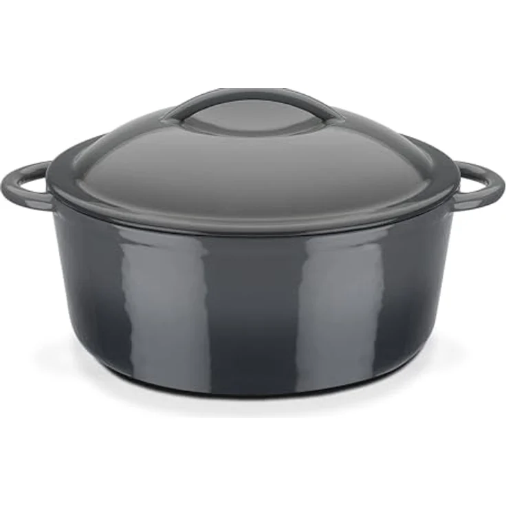 GSW Grey Shadow Kochtopf mit Deckel, Gusseisen, grau/creme, ⌀24 cm, für alle Herdarten, backofengeeignet bis 240° – Bild 1