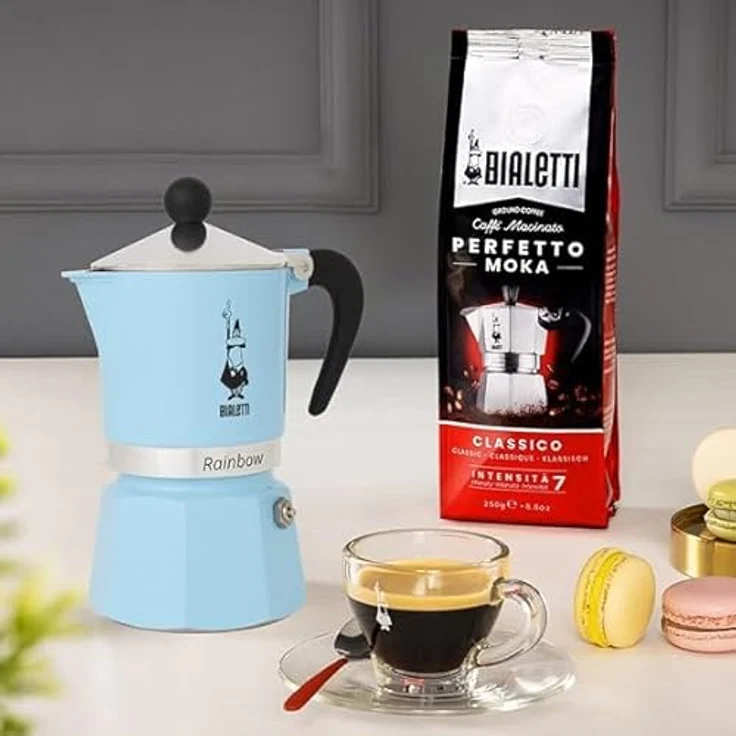 Bialetti Espressokocher Rainbow für 6 Tassen, Blau, Espressokanne – Bild 3