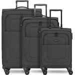 REDOLZ Essentials 12 Koffer-Set 3-teilig für Damen & Herren | leichte & stabile Reise-Trolleys, hochwertiges Softcase, 4 Doppelrollen & TSA-Schloss (erweiterbar mit Dehnfalten)