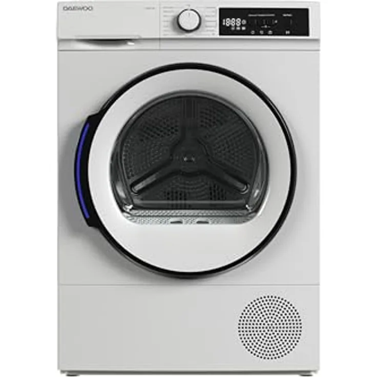 Daewoo TD-B8GP1WD0-DE Wärmepumpentrockner, 8 kg, Energieeffizienzklasse D, 15 Programme, Knitterschutz, Trommel-Innenbeleuchtung
