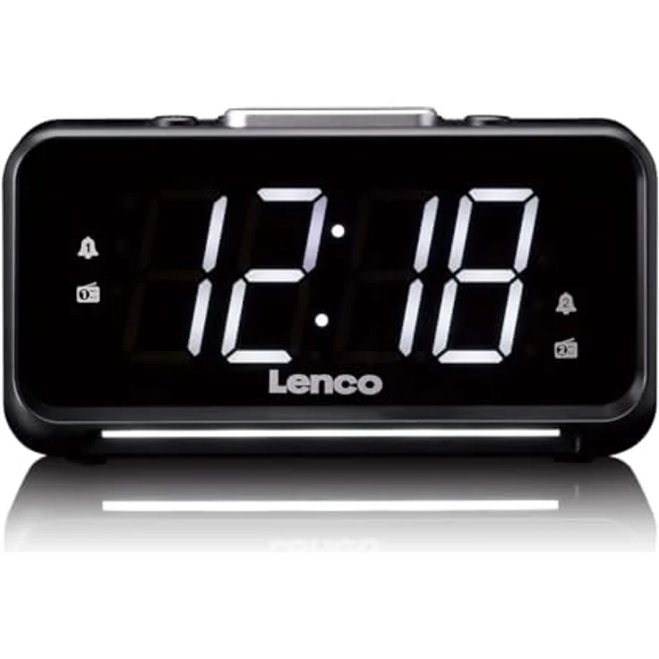 Lenco CR-28BK, FM-Radiowecker mit 1,2-Zoll-LED-Display, Schlummerfunktion, Nachtlicht und USB-Anschluss, schwarz – Bild 4