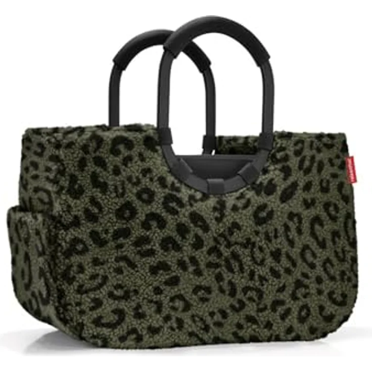 reisenthel loopshopper M teddy leo olive, Einkaufstasche aus recyceltem Polyester mit praktischen Fächern, wasserabweisend, 12 l Volumen – Bild 5