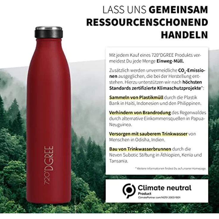 720°DGREE Edelstahl Trinkflasche “milkyBottle” - 750ml - BPA-frei, auslaufsicher, kohlensäuregeeignet, Thermosflasche für Sport, Uni, Outdoor, Camping – Bild 5