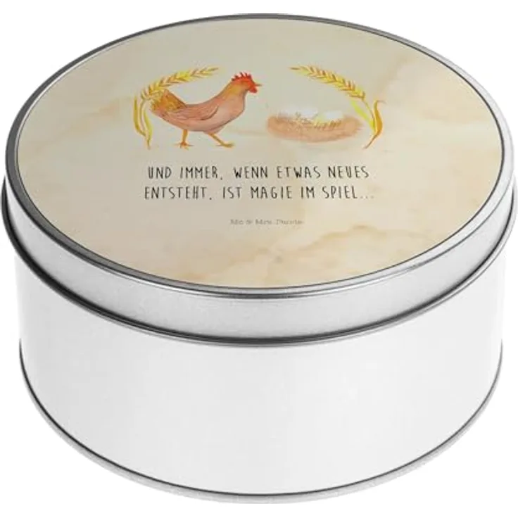 Mr. & Mrs. Panda Blechdose rund Huhn Stolz - Vintage - Metall Dose - Schwangerschaft - Landwirtin - Geschenk - Metallkiste mit Deckel