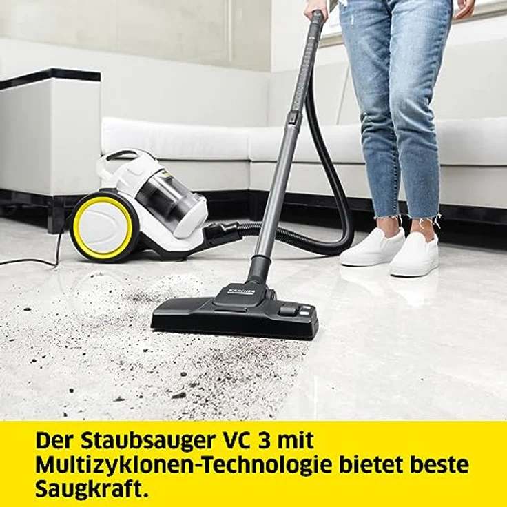 Kärcher Staubsauger VC 3 (beutellos, transparenter und auswaschbarer Schmutzbehälter, Komfortausstattung, hocheffizienter Hepa-Filter, filtert allergieauslösende Partikel, 700 Watt) – Bild 2
