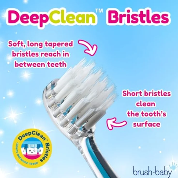 Brush-Baby KidzSonic, Ersatzbürstenköpfe für Kinder, 4 Stück, sanfte Zahnreinigung, Rakete und Einhorn, ab 3 Jahren – Bild 2
