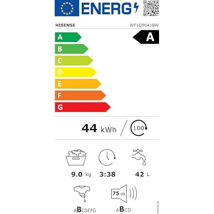 Hisense WF-1-Q-9041-BW, 9 kg Waschmaschine mit Energieeffizienzklasse A, Dampfwäsche und 15-Minuten-Programm, weiß – Bild 18