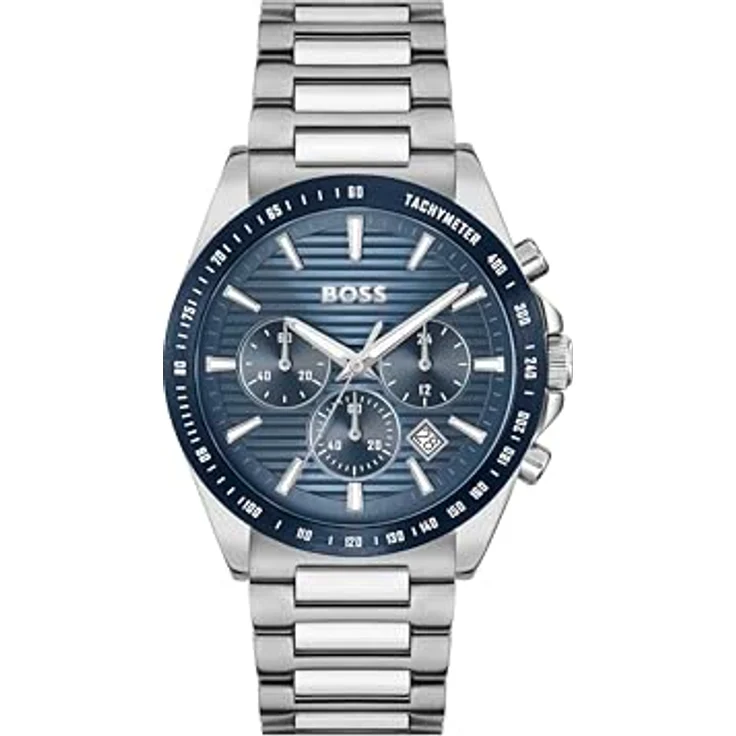 BOSS Chronograph STRIKE CHRONO 1514240, Quarzuhr mit blaufarbenem Zifferblatt, Edelstahlarmband und Stoppfunktionen, wasserdicht bis 5 bar – Bild 1