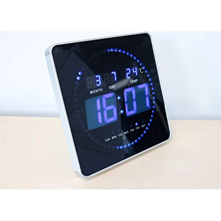 Unilux FLO LED Wanduhr, mit Datum und Temperatur, 28 x 28 cm – Bild 4
