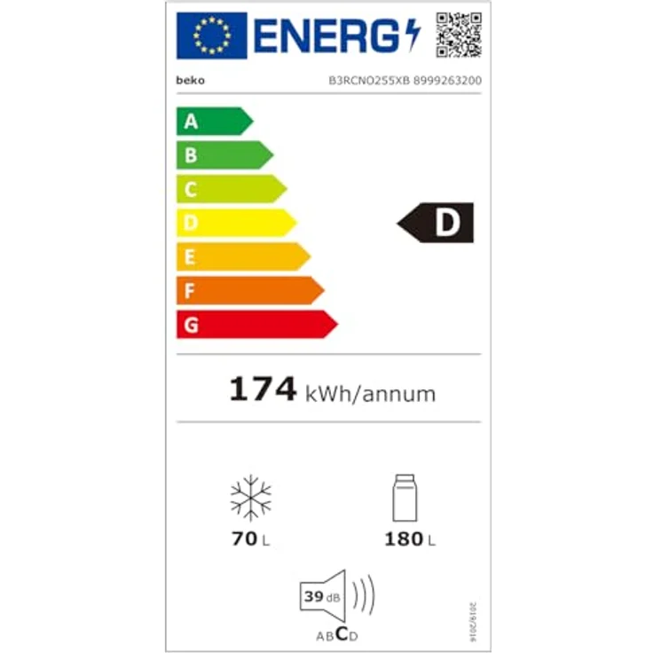 BEKO B3RCNO255XB Kühlgefrierkombination, 250 l, No-Frost, Inox, 180 cm hoch – Bild 9