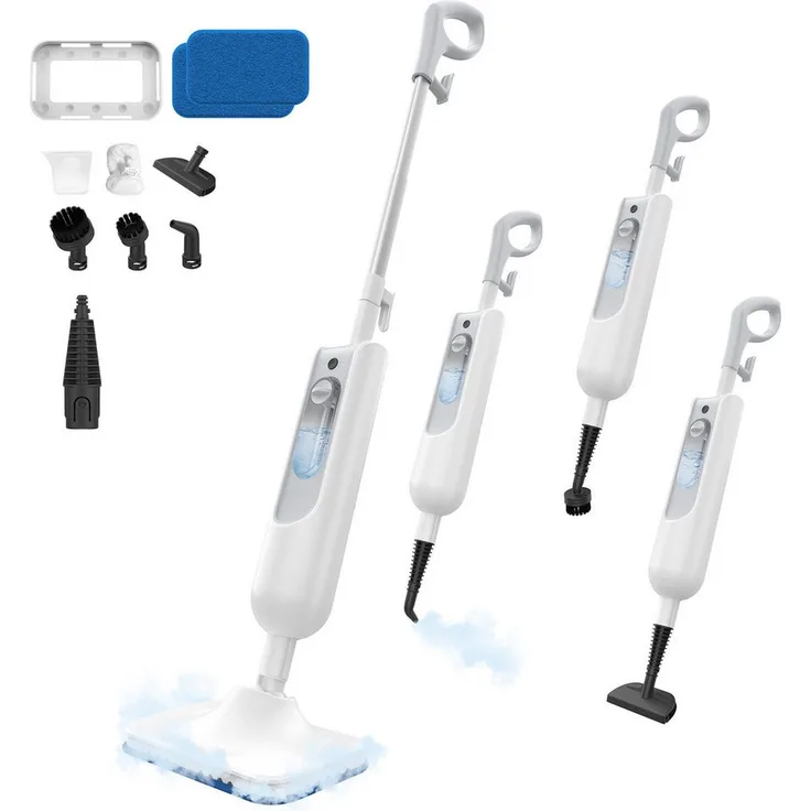 INSE Dampfbesen F2, 12-in-1 Handdampfreiniger mit 1500 W, beutellos, 360 ml Tank, 15FT Netzkabel, weiß, scheuernd und schnelles Aufheizen in 15 Sekunden