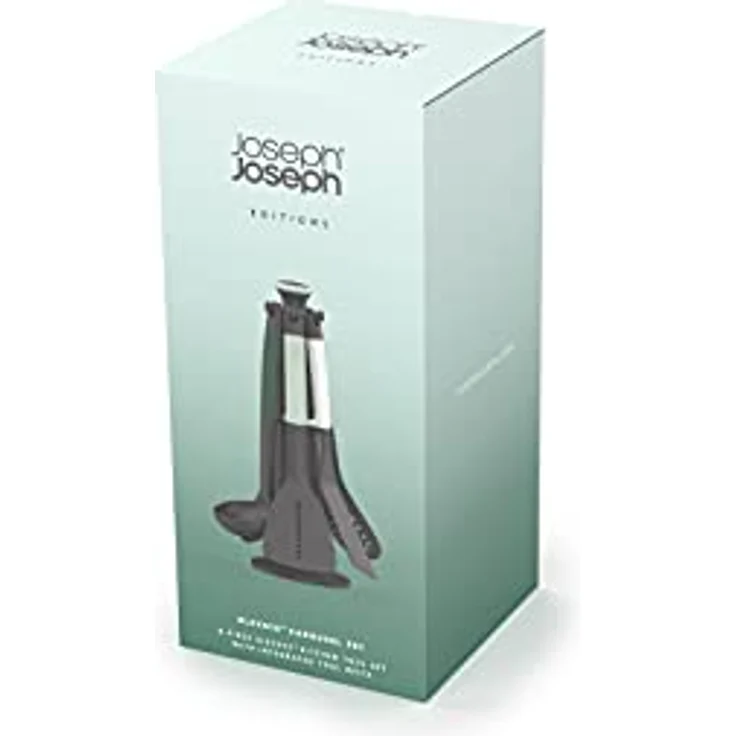 Joseph Joseph Elevate Küchenhelfer-Set, 6-teilig mit drehbarem Ständer, ergonomische Silikongriffe, antihaftbeschichtete Köpfe – Salbeigrün – Bild 3