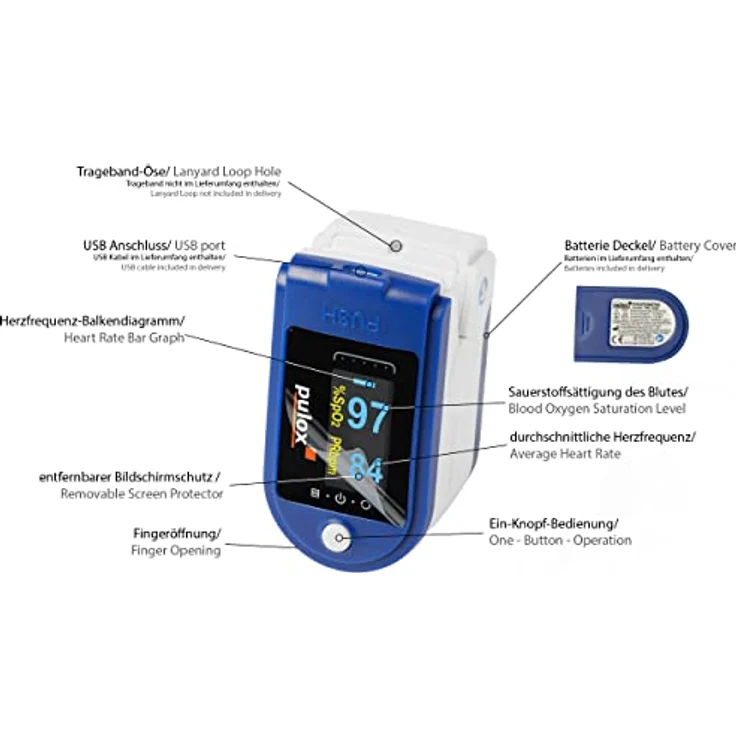 Pulsoximeter Pulox PO-250 mit LCD Farbdisplay, Software und Zubehör – Bild 2