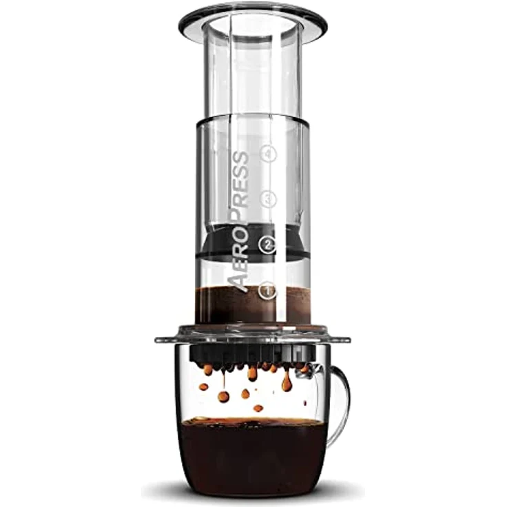 Aeropress Klare Kaffeepresse - 3 in 1 Brühmethode kombiniert French Press, Pourover, Espresso - Vollmundiger Kaffee ohne Körnung oder Bitterkeit - Kleine tragbare Kaffeemaschine für Camping & Reisen – Bild 1