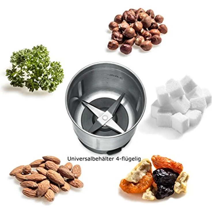 ROMMELSBACHER Gewürz und Kaffee Mühle EGK 200 - 2 Edelstahlbehälter mit Schlagmesser & Spezialmesser, Füllmenge 70 g, Mahlgrad über Mahldauer wählbar, auch für Pesto, Gewürze, Nüsse, Zucker, 200 Watt – Bild 4