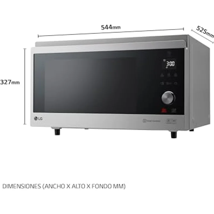 LG MJ3965ACS Mikrowellen Ofen 4 in 1 Smart Inverter mit Grill, Standgerät, maximale Leistung Umluft 1850 Watt, 39 Liter Garraum – Bild 3